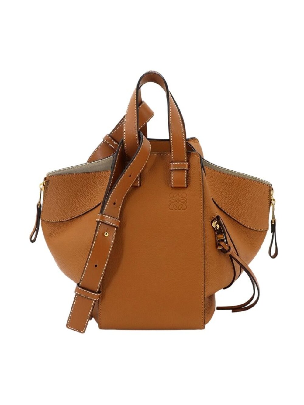 Loewe Hammock Small 2-Way Bag Leather Brown Gold